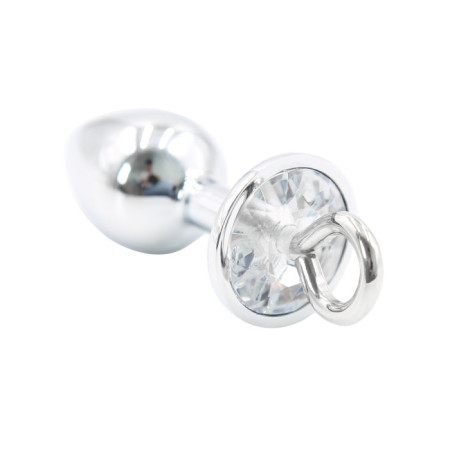 Anal plug with chain and hand cuffs metal L - Silver