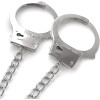 Anal plug with chain and hand cuffs metal L - Silver
