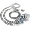 Anal plug with chain and hand cuffs metal L - Silver