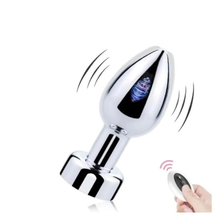 Vibrating Rechargeable Anal Plug Silver
