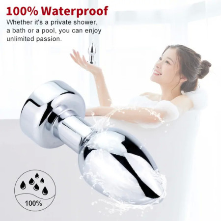 Vibrating Rechargeable Anal Plug Silver