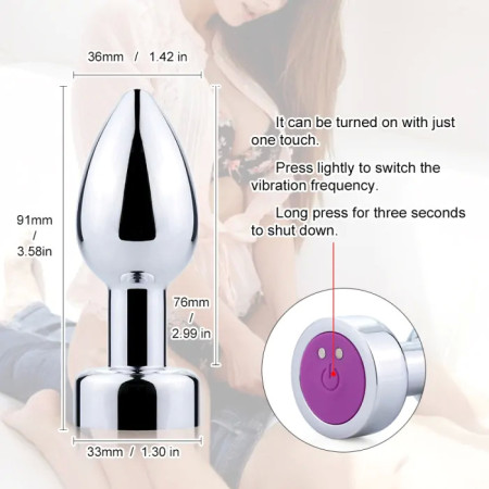 Vibrating Rechargeable Anal Plug Silver